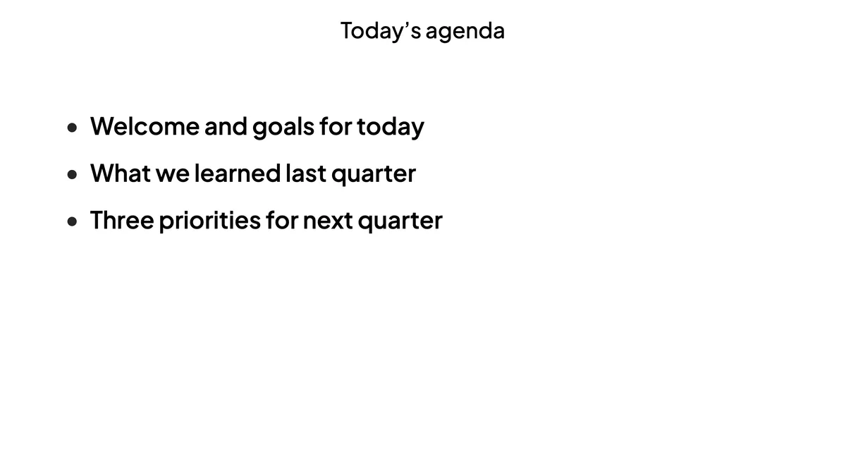 While presenting: three of the six lines revealed — the next arrow key brings in the fourth