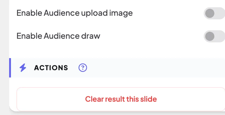 Actions → Clear result this slide.