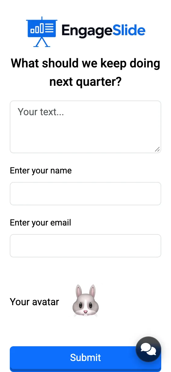 The phone asks for a name, email and avatar with the answer