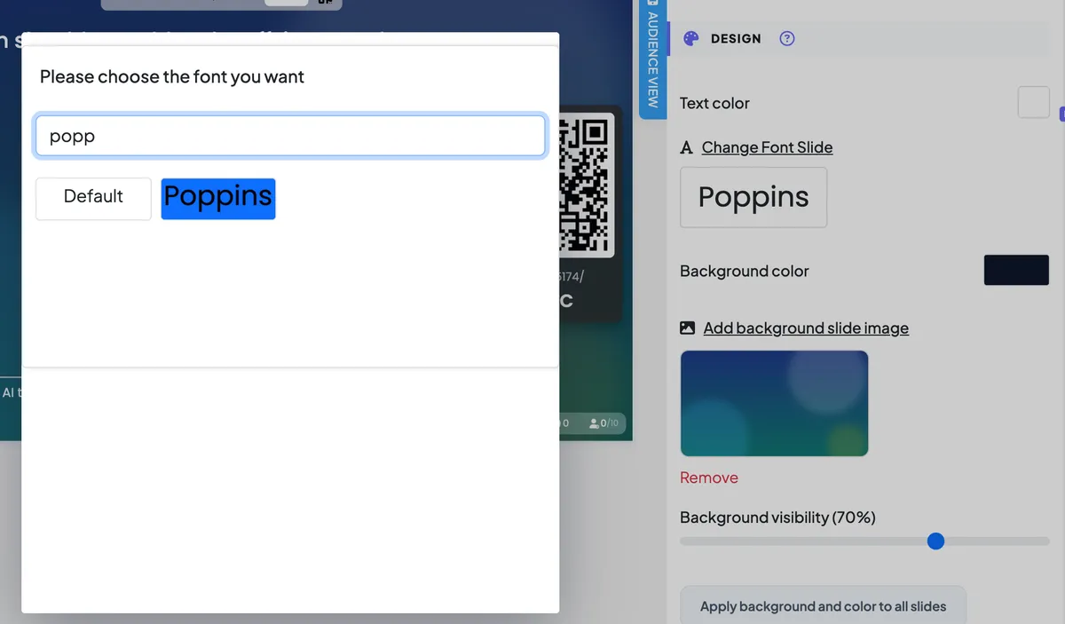 Change Font Slide — search for a font and click it.