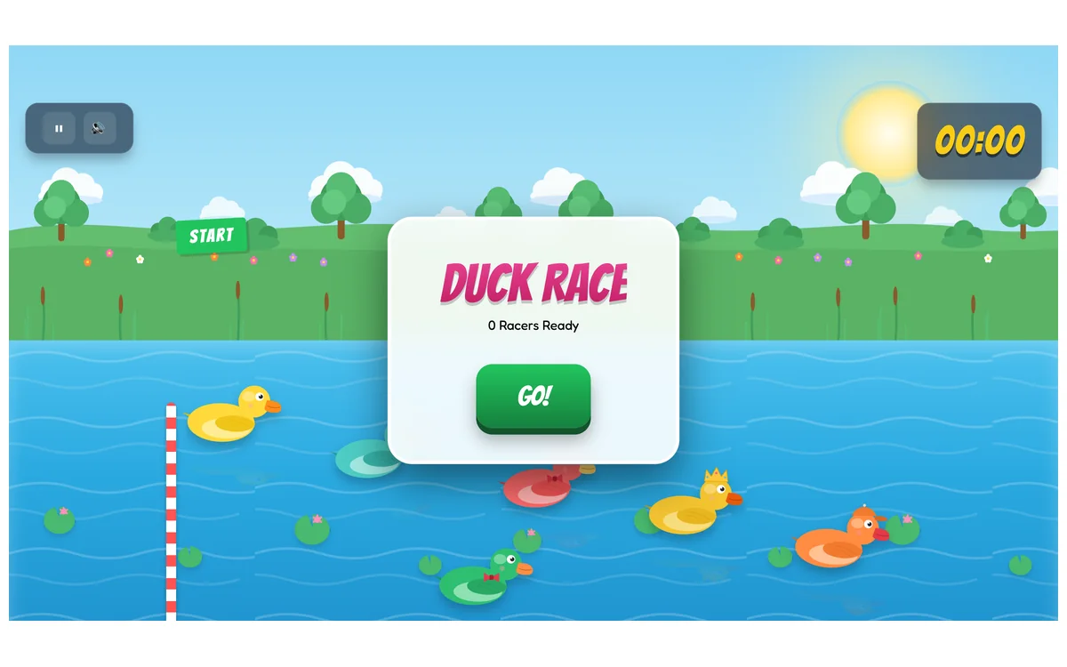Tipo de diapositiva interactiva de Duck Race en EngageSlide