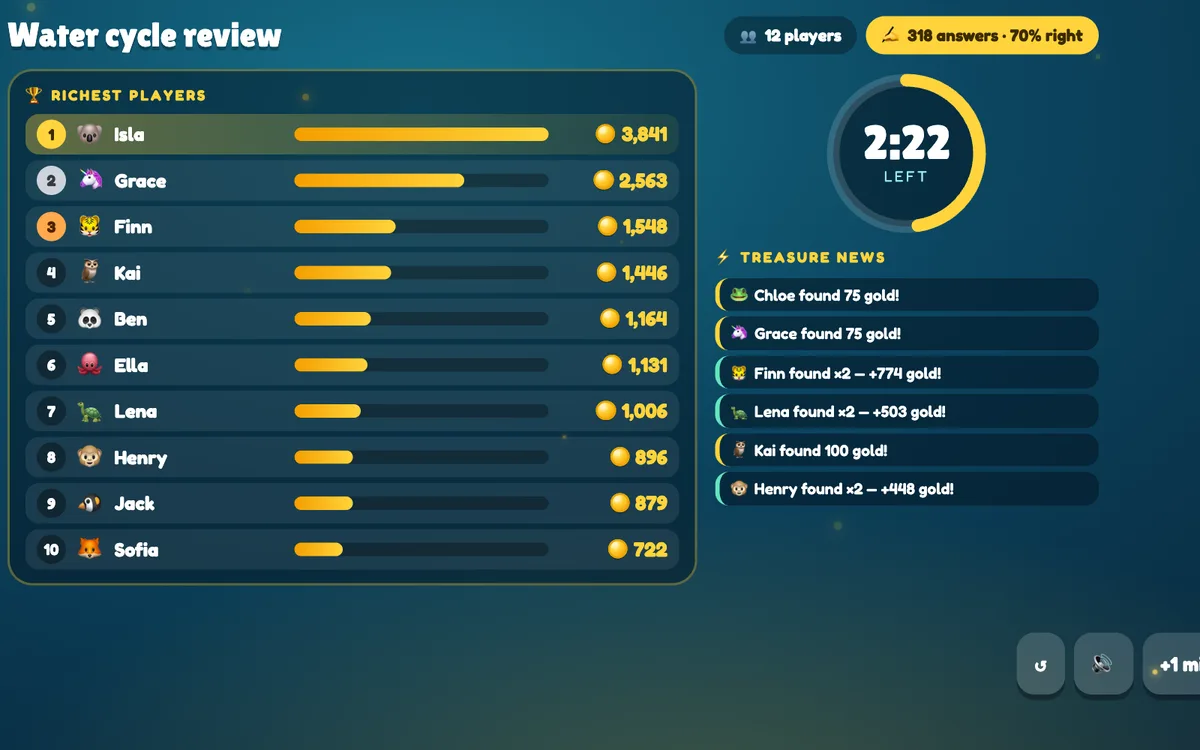 Treasure Hunt slide shown live on the presenter screen in EngageSlide