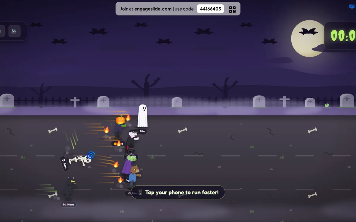 Zombie Race interaktivt lysbillede